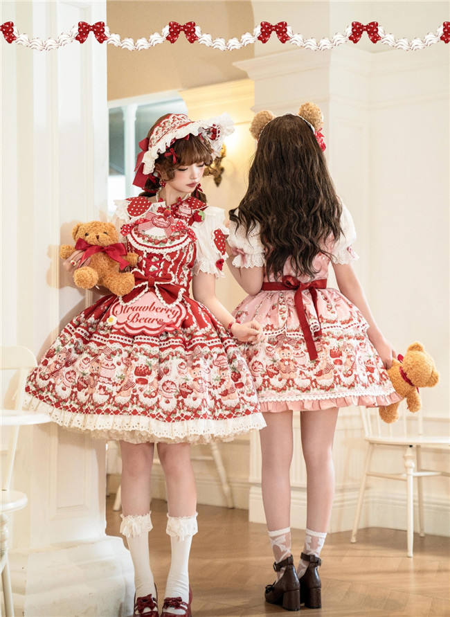 Strawberry Bears Sweet Lolita Dress Full Set