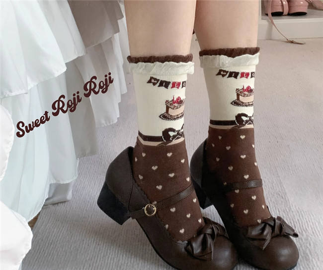 Roji Double Layer Cake Cotton Lolita Socks