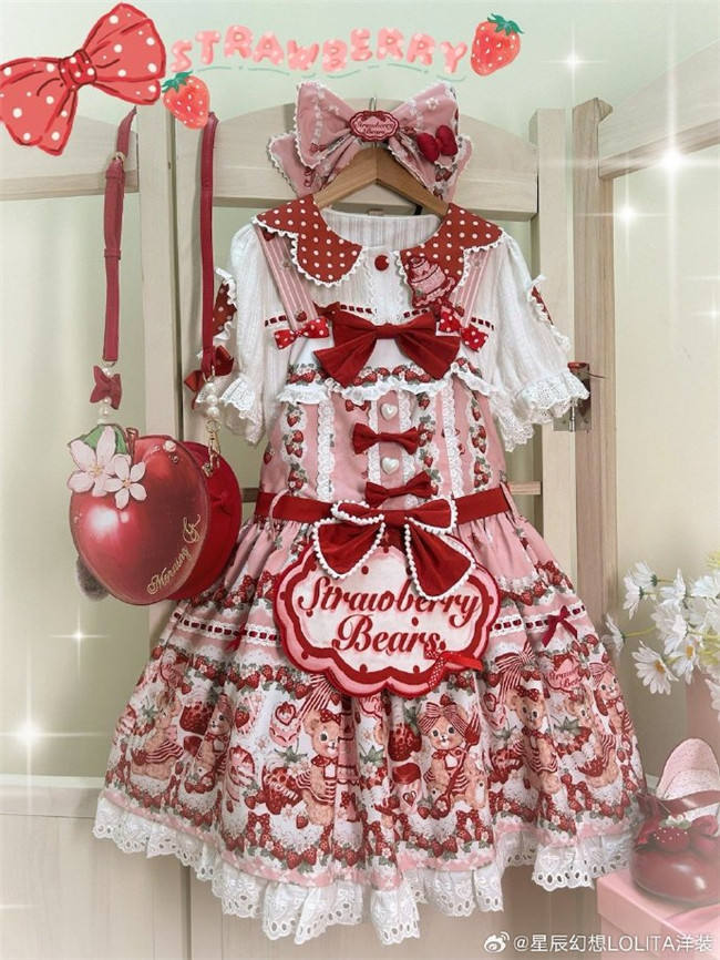 Strawberry Bears Sweet Lolita Dress Full Set
