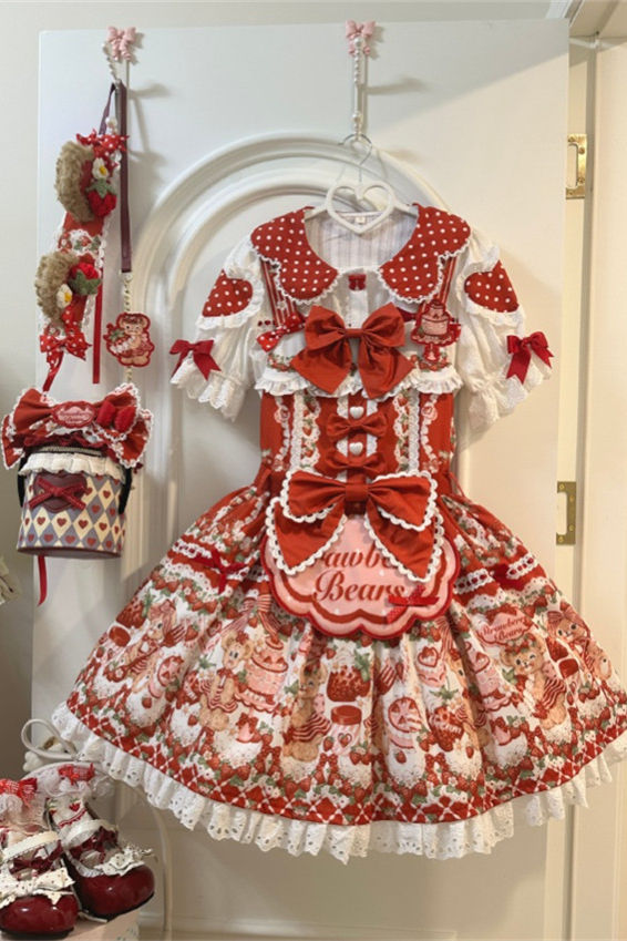Strawberry Bears Sweet Lolita Dress Full Set