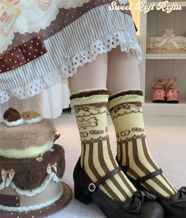 Roji Stripe Cotton Lolita Short Socks
