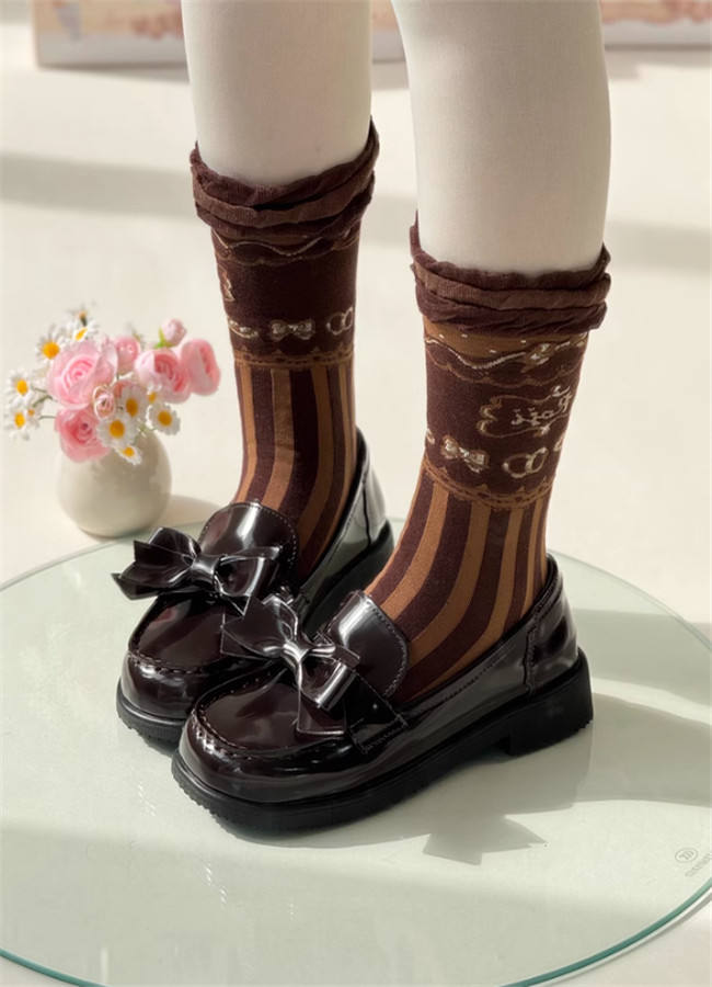 Roji Stripe Cotton Lolita Short Socks
