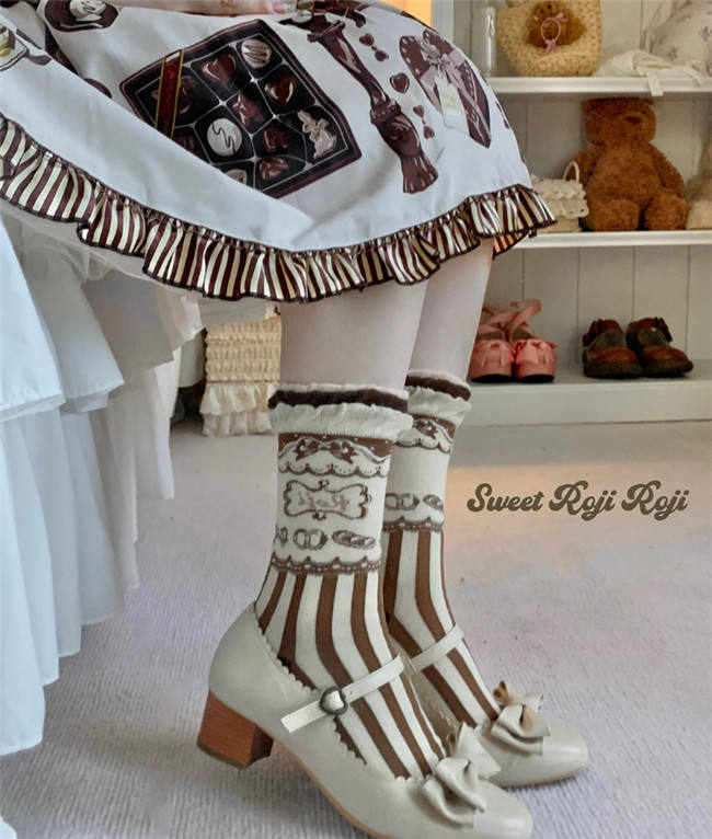 Roji Stripe Cotton Lolita Short Socks