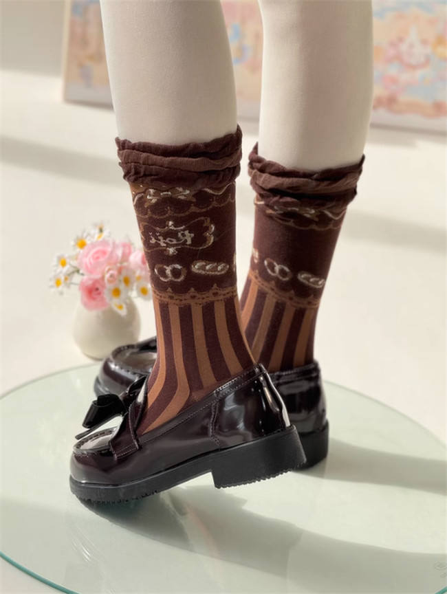 Roji Stripe Cotton Lolita Short Socks