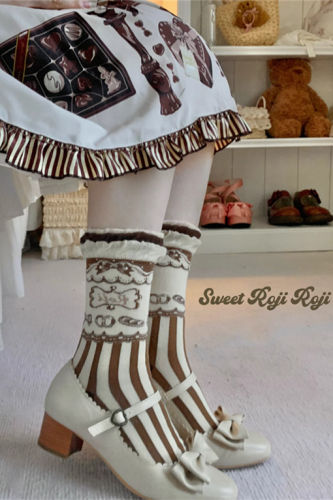 Roji Stripe Cotton Lolita Short Socks