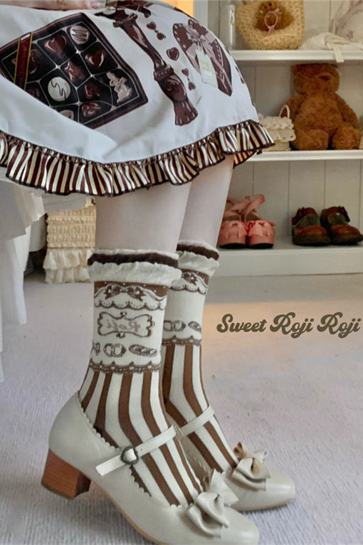 Roji Stripe Cotton Lolita Short Socks