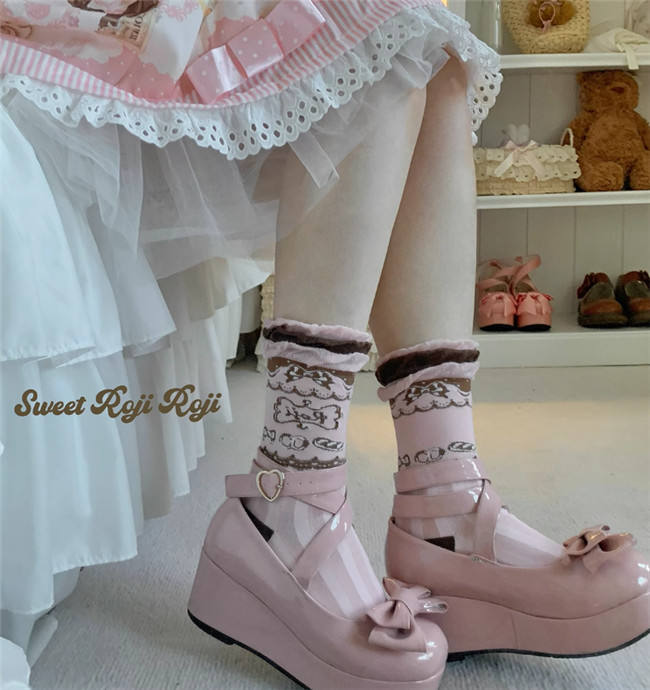 Roji Stripe Cotton Lolita Short Socks