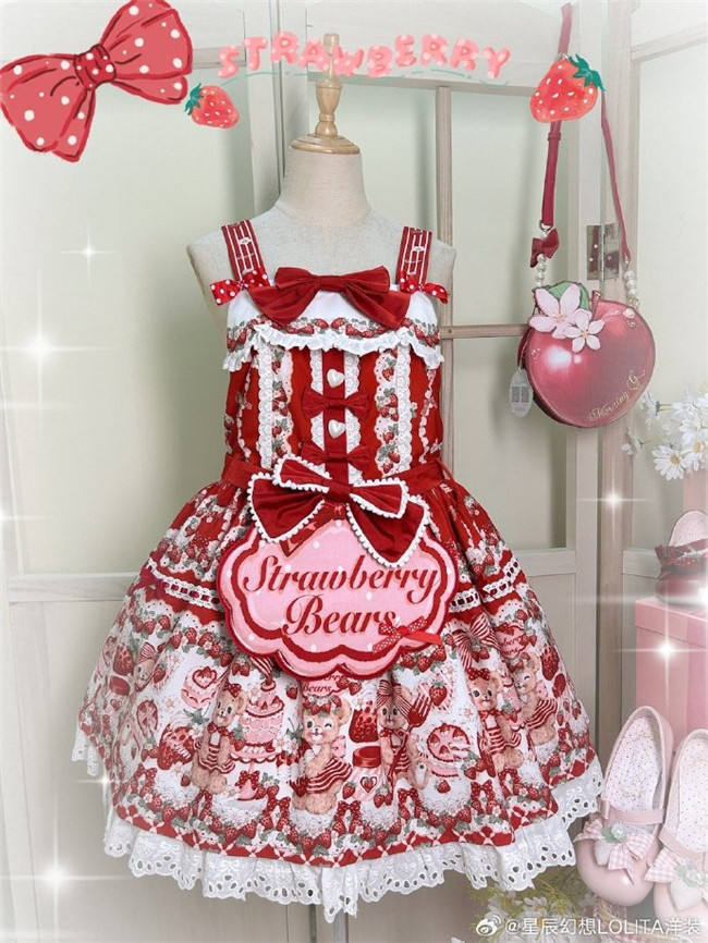 Strawberry Bears Sweet Lolita Dress Full Set