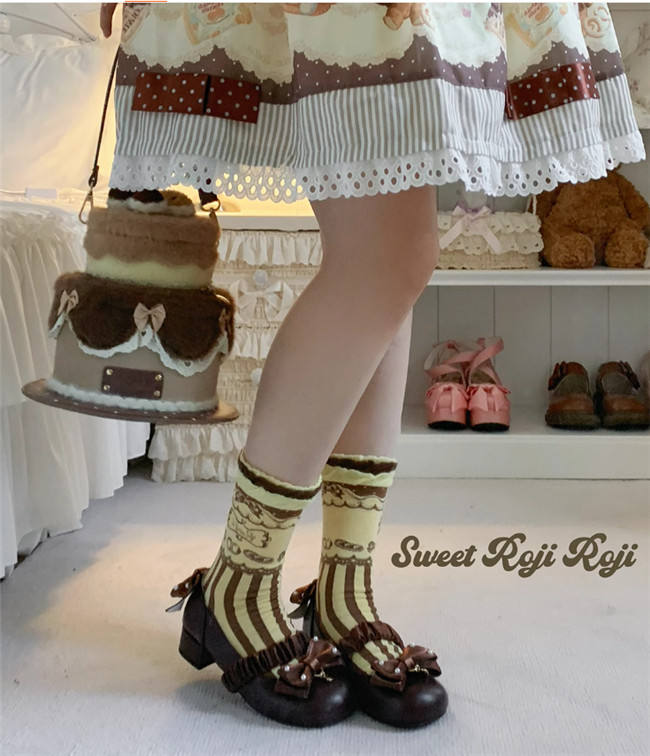 Roji Stripe Cotton Lolita Short Socks