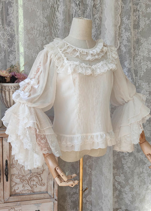 White Chiffon Hime Sleeves Lolita Blouse
