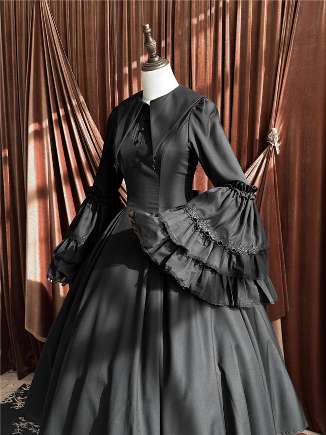 The Muppet Black Witch Hime Sleeves Lolita Dress and Cape