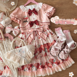 Sweet Strawberry Print Lolita Dress, Blouse and Accessories