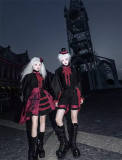 Castle Too Evil Twins Black Red Ouji Lolita Vest, Pants, Petticoat, Skirt and Tailing