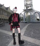 Castle Too Evil Twins Black Red Ouji Lolita Vest, Pants, Petticoat, Skirt and Tailing