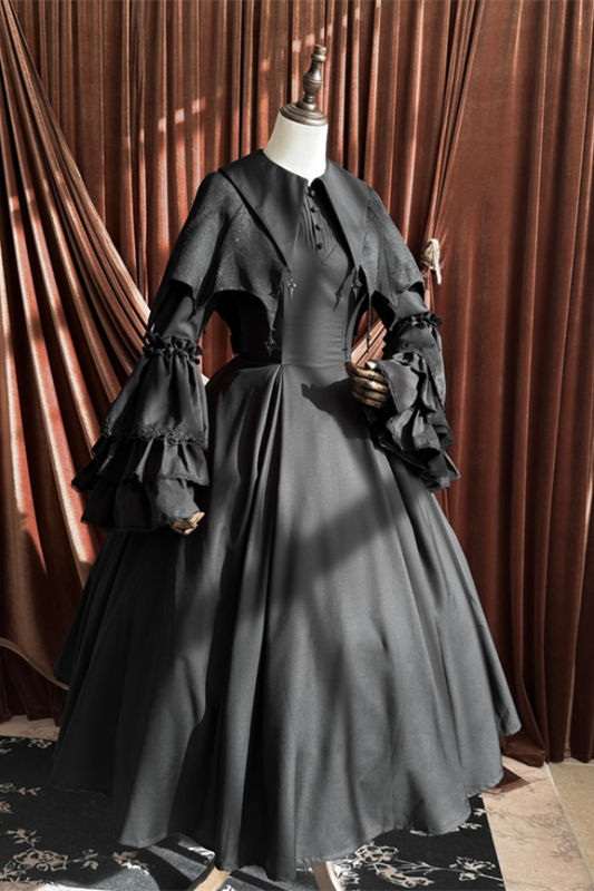 The Muppet Black Witch Hime Sleeves Lolita Dress and Cape