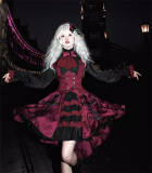 Castle Too Evil Twins Black Red Ouji Lolita Vest, Pants, Petticoat, Skirt and Tailing