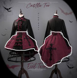 Castle Too Evil Twins Black Red Ouji Lolita Vest, Pants, Petticoat, Skirt and Tailing