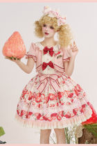 Sweet Strawberry Print Lolita Dress, Blouse and Accessories