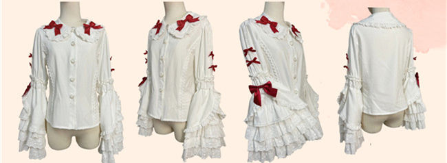 Sweet Strawberry Garden Detachable Bowknots Lolita Blouse