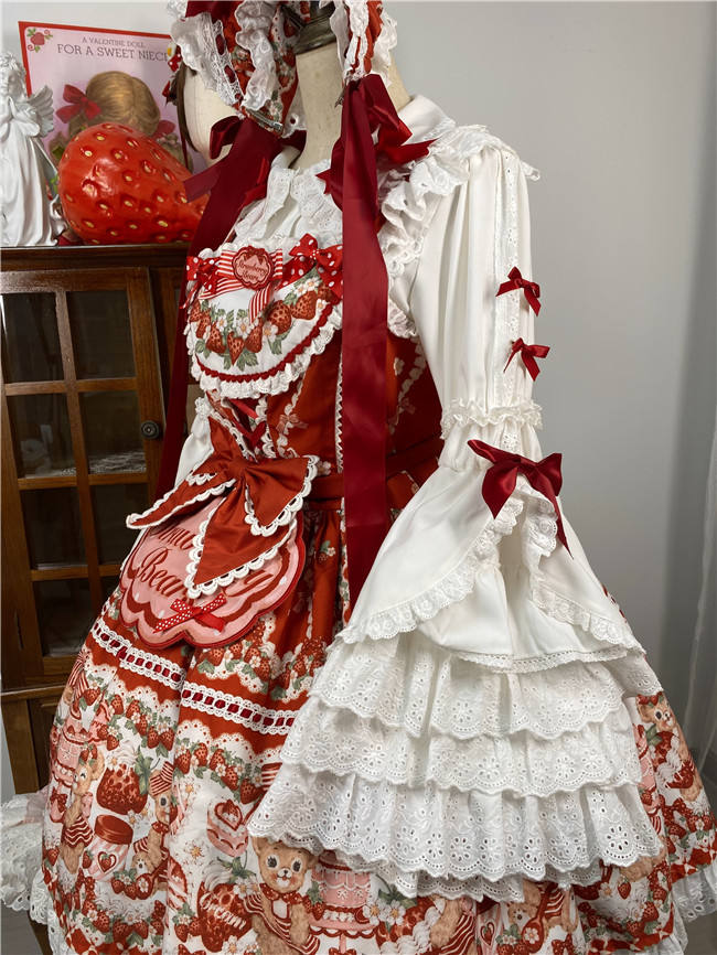 Sweet Strawberry Garden Detachable Bowknots Lolita Blouse