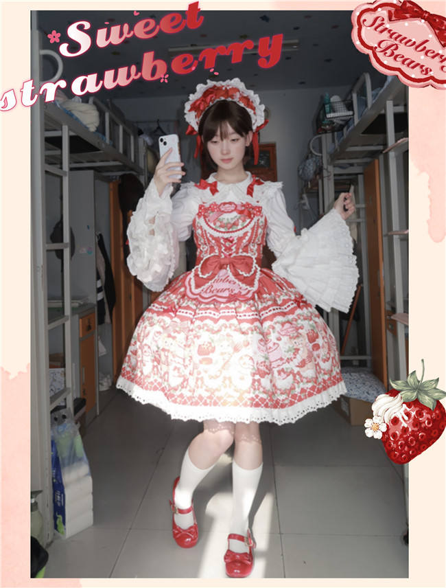 Sweet Strawberry Garden Detachable Bowknots Lolita Blouse