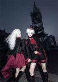 Castle Too Evil Twins Black Red Ouji Lolita Vest, Pants, Petticoat, Skirt and Tailing