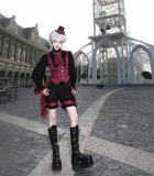 Castle Too Evil Twins Black Red Ouji Lolita Vest, Pants, Petticoat, Skirt and Tailing