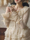 Sweet Dreamer Antique Wall Ruffle Collar Lolita Blouse