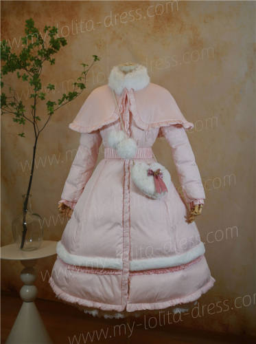 The Rabbit Hole Tailor White Duck Down Fur Collar Long Coat