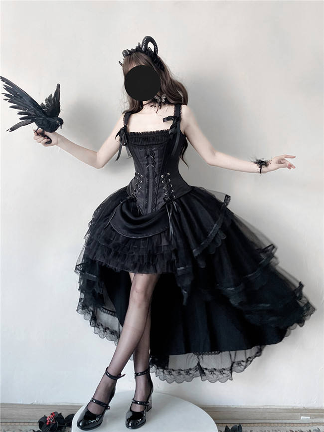 Caramel Antique Lamp Shadow Lolita Skirt and Fishbone Top