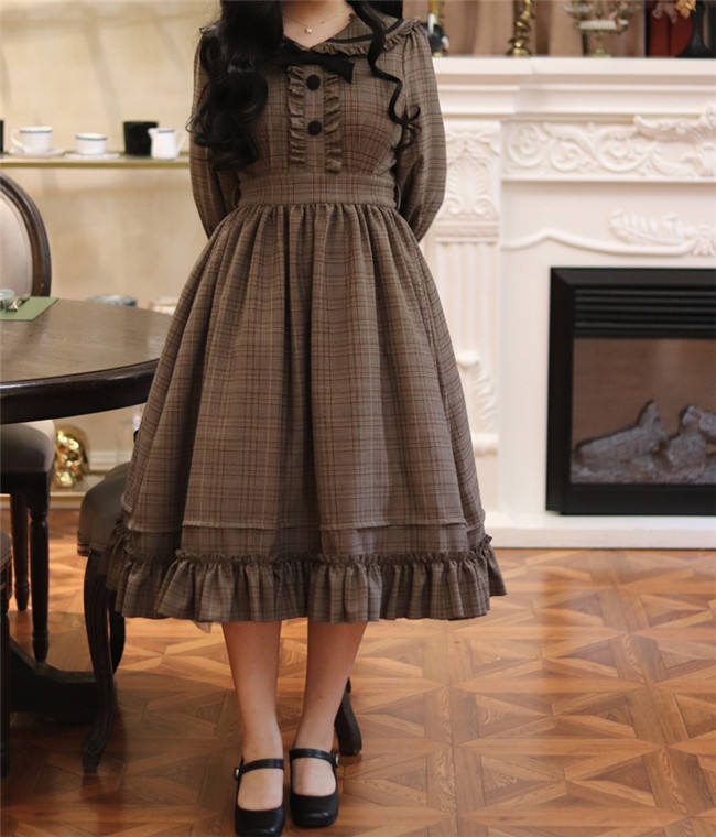 Little Detective Plus Size Plaid Lolita Dress and Side Clip