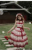 Honey Machine Ripe Cherry Classic Lolita Dress, Overdress, Hat and Bonnet