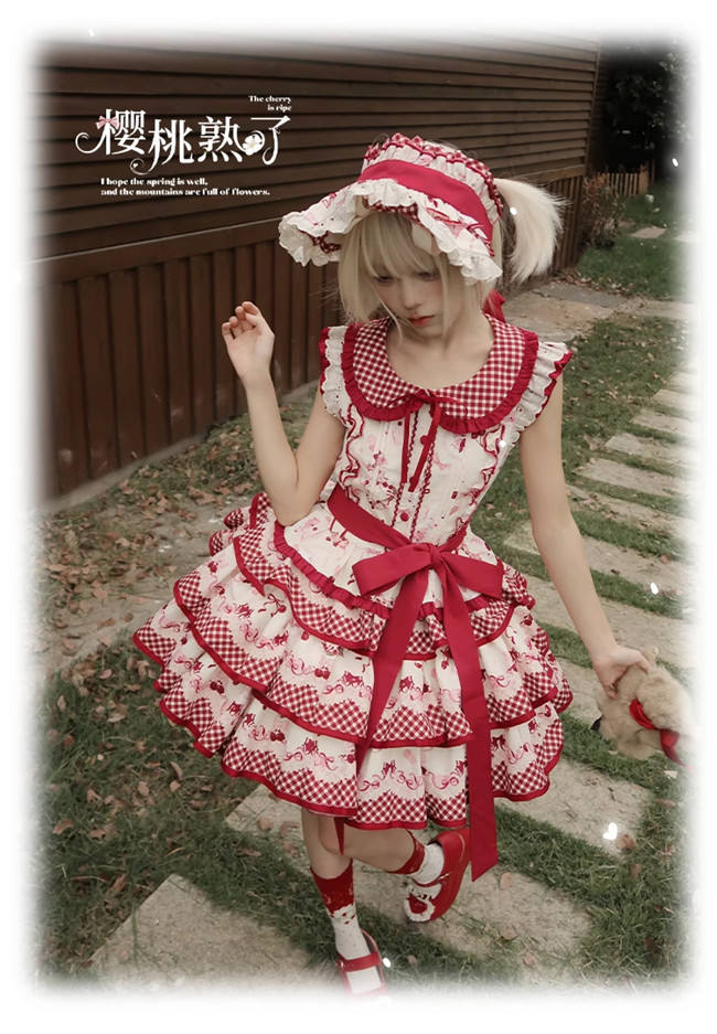Honey Machine Ripe Cherry Sweet Lolita Skirt and Top