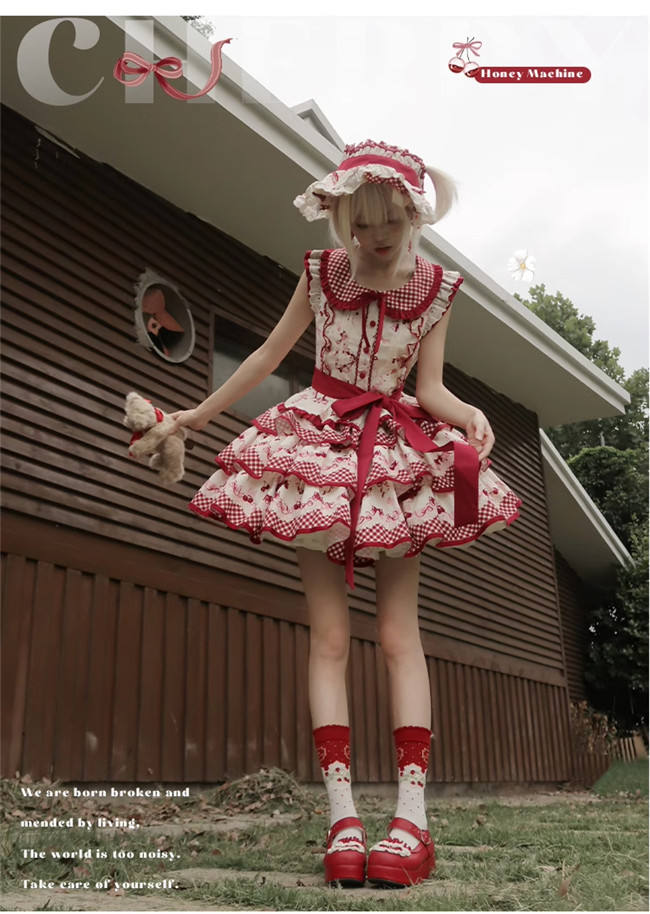 Honey Machine Ripe Cherry Sweet Lolita Skirt and Top