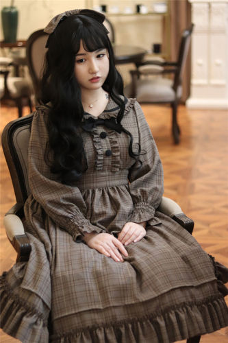 Little Detective Plus Size Plaid Lolita Dress and Side Clip