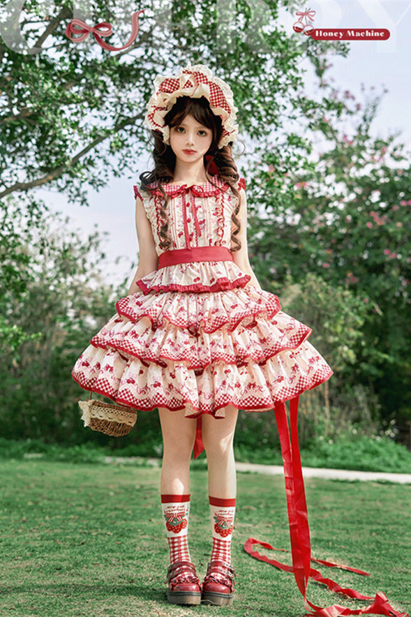 Honey Machine Ripe Cherry Sweet Lolita Skirt and Top
