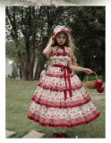 Honey Machine Ripe Cherry Classic Lolita Dress, Overdress, Hat and Bonnet