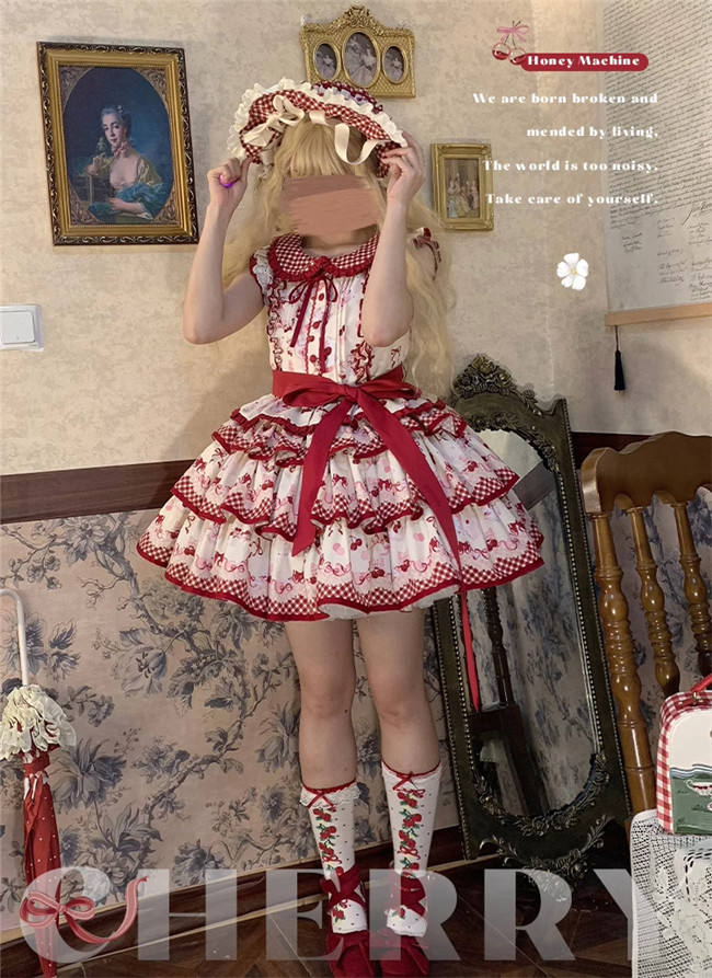 Honey Machine Ripe Cherry Sweet Lolita Skirt and Top