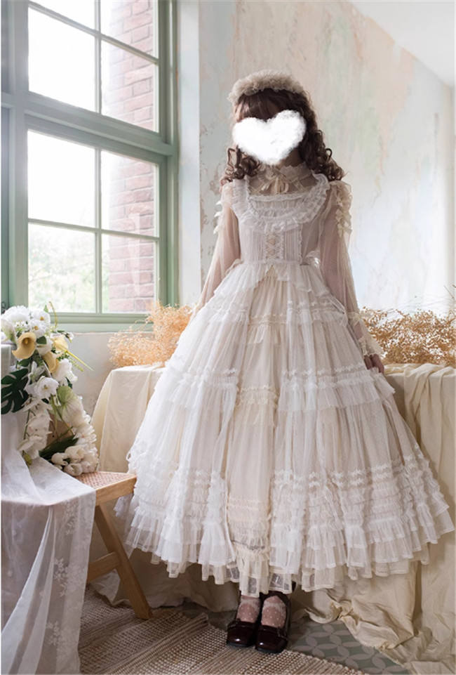 Think Fly Pleated Heart Dot Yarn Lolita underskirt