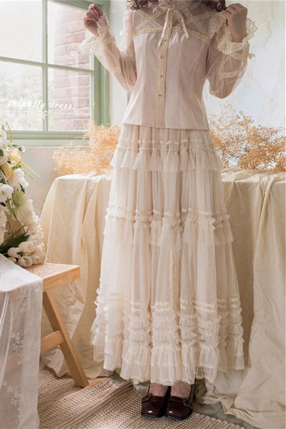 Think Fly Pleated Heart Dot Yarn Lolita underskirt