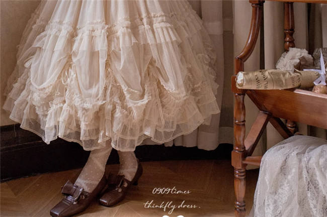 Think Fly Pleated Heart Dot Yarn Lolita underskirt