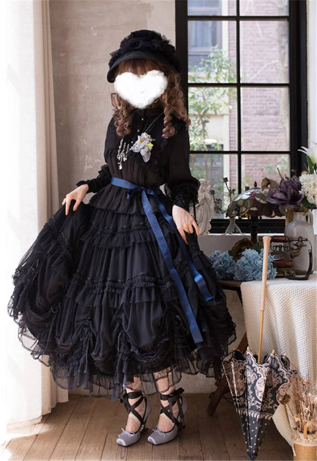 Think Fly Pleated Heart Dot Yarn Lolita underskirt