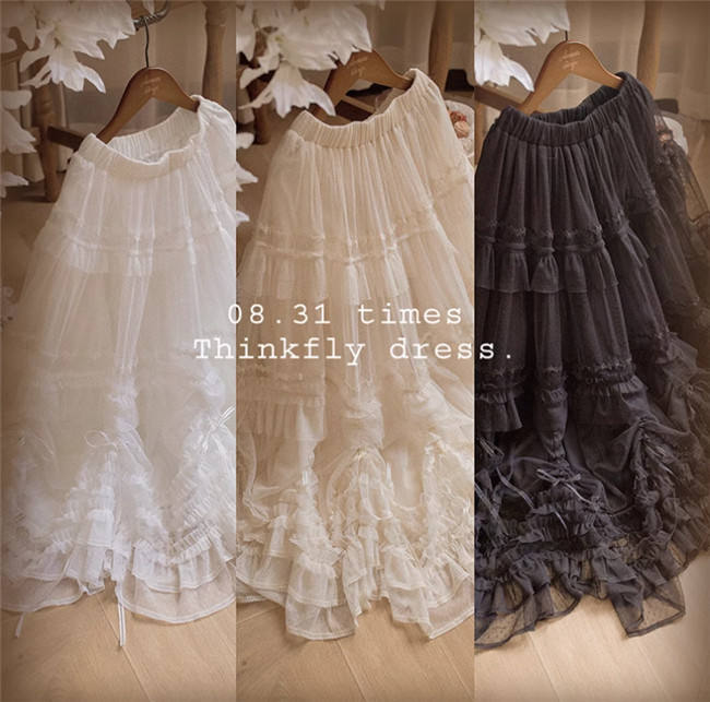 Think Fly Pleated Heart Dot Yarn Lolita underskirt