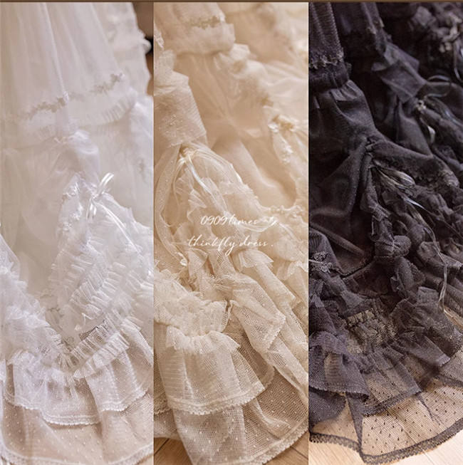 Think Fly Pleated Heart Dot Yarn Lolita underskirt