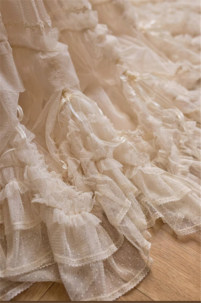 Think Fly Pleated Heart Dot Yarn Lolita underskirt