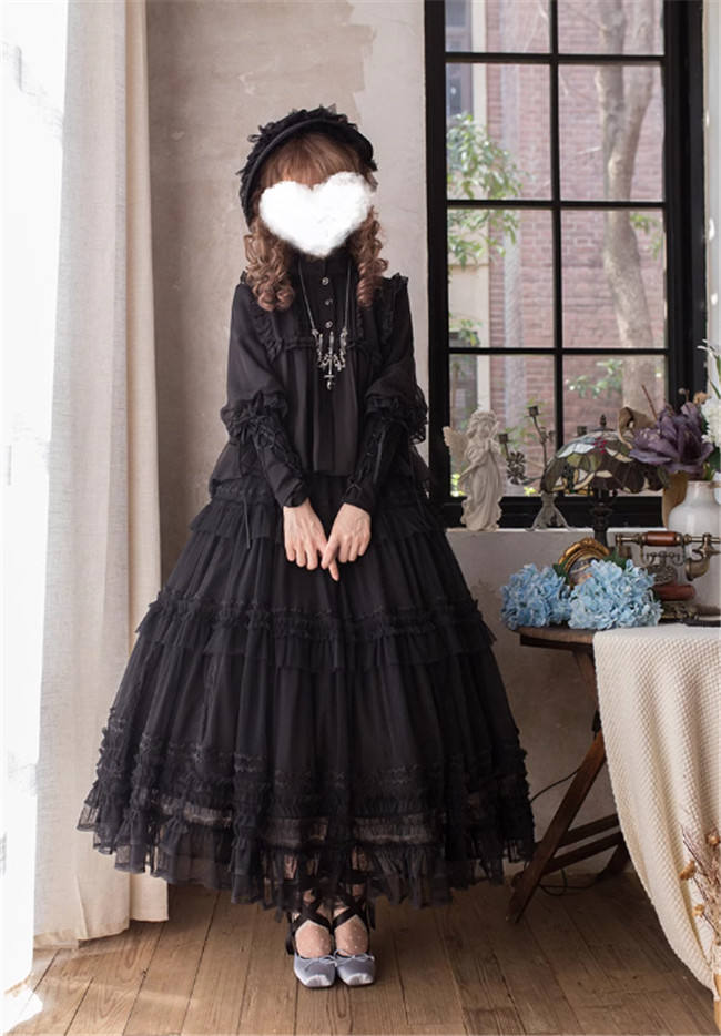 Think Fly Pleated Heart Dot Yarn Lolita underskirt