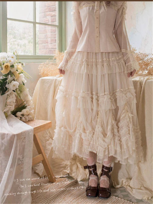 Think Fly Pleated Heart Dot Yarn Lolita underskirt