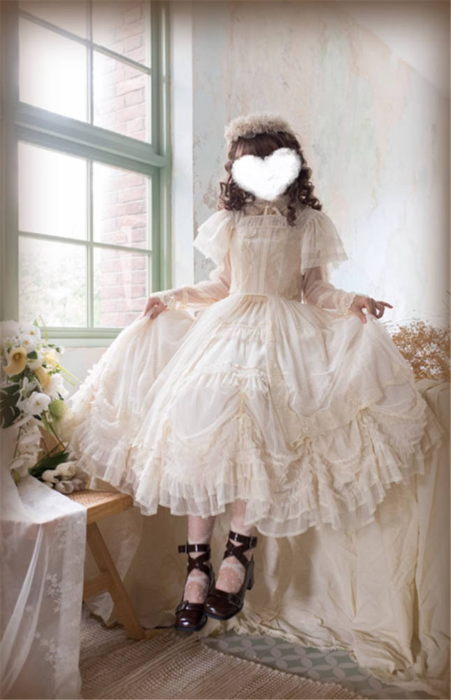 Think Fly Pleated Heart Dot Yarn Lolita underskirt