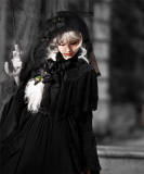 Black Iris Lolita Hat and Head Veil