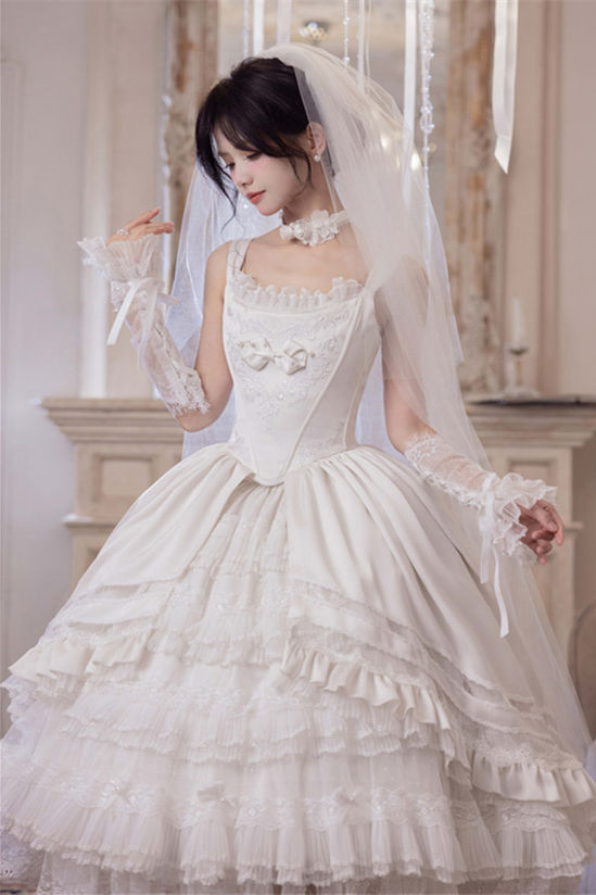 The Rose Covenant Embroidery Lolita Dress, Underskirt, Headdress and Hand Cuffs